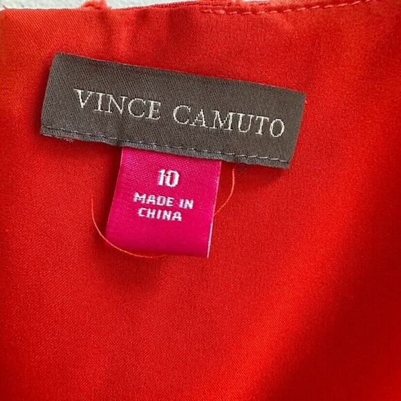 Vince Camuto Shift Dress Orange Wave Striped Diagonal Modern Office Knee Size 10 - Picture 6 of 7